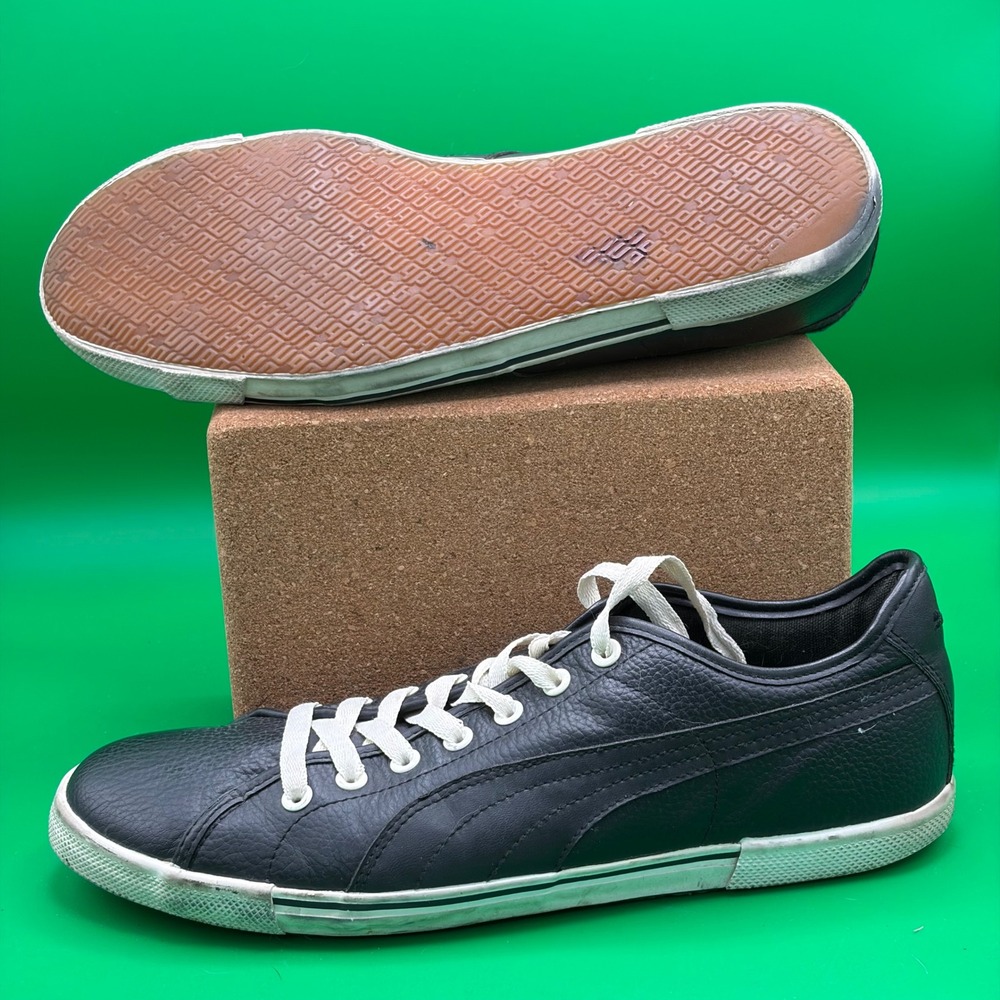 Puma Low Top Retro Lifestyle Sneakers Mens 10 Black Leather Streetwear Shoes